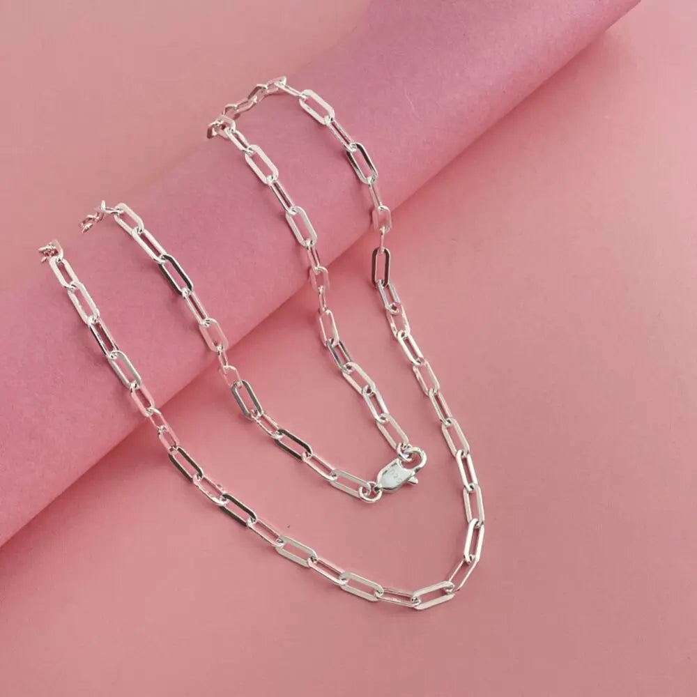 New Original 925 sterling Silver gorgeous 4MM fit pendant chain necklace for women fashion wedding party Costume