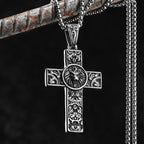 Lion Carving Flowers Cross Men Necklaces Stainless Steel Pendant Chain Women Fashion Jewelry Punk Accessories Gifts