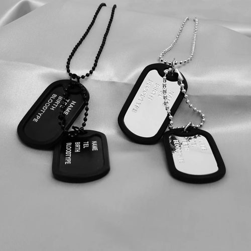 Military Dog Tag Pendant Necklace — Stainless Steel