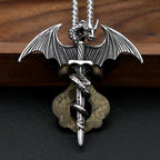 Fashion Flying Dragon Necklace Stainless Steel Punk Sword Pendant Necklace For Men Unique Amulet Jewelry Gift