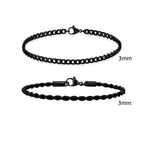 Rope Cuban Chain Bracelet 2pcs — Two-Tone