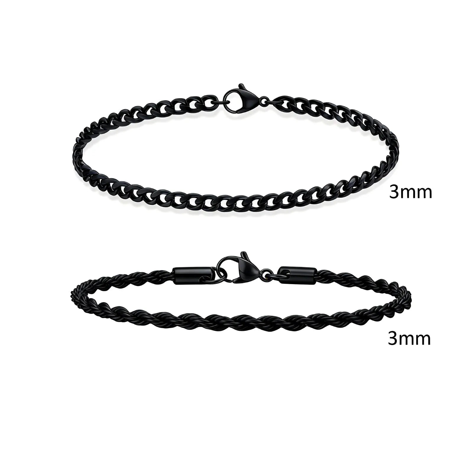 Rope Cuban Chain Bracelet 2pcs — Two-Tone