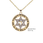 Jeshayuan Star Of David Pendant Necklace With Rhinestone Stainless Steel Hebrew Letter Jewish Talisman Jewelry Necklace