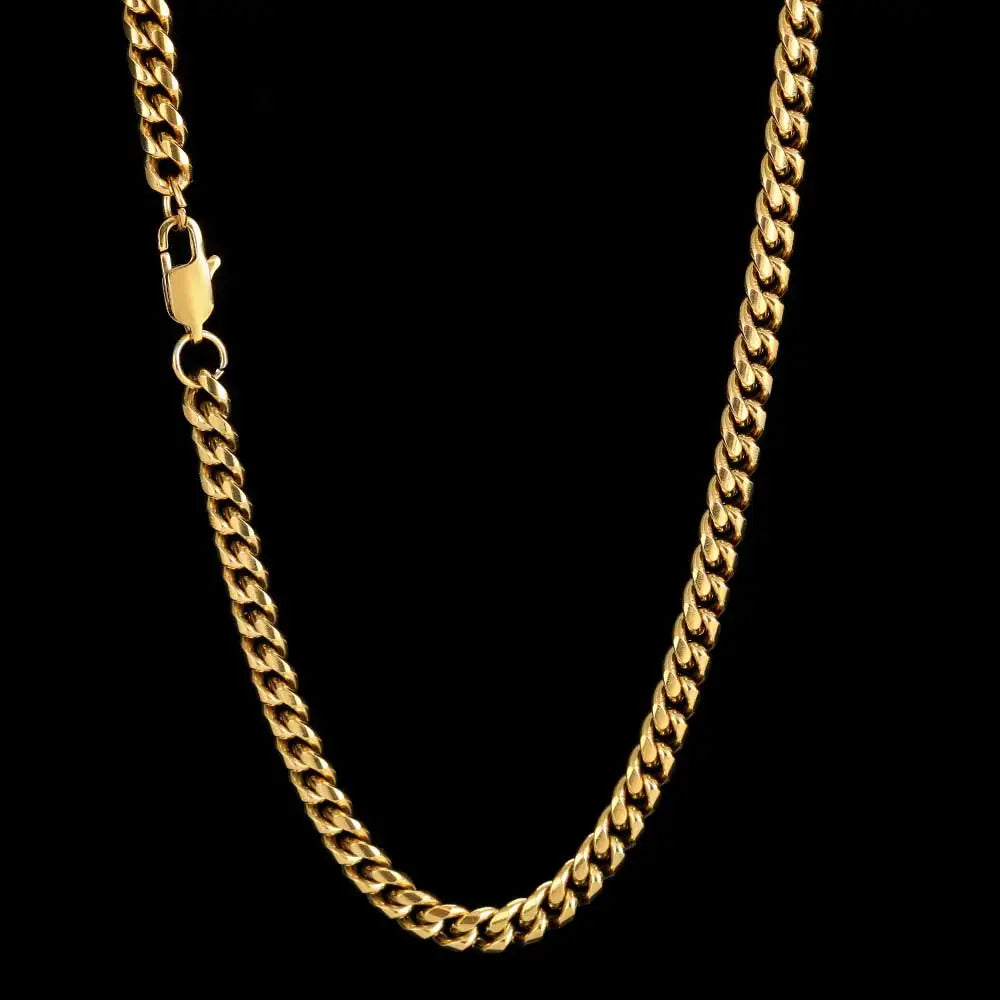 Gold Stainless Steel Cuban Chain Necklace 4-8MM