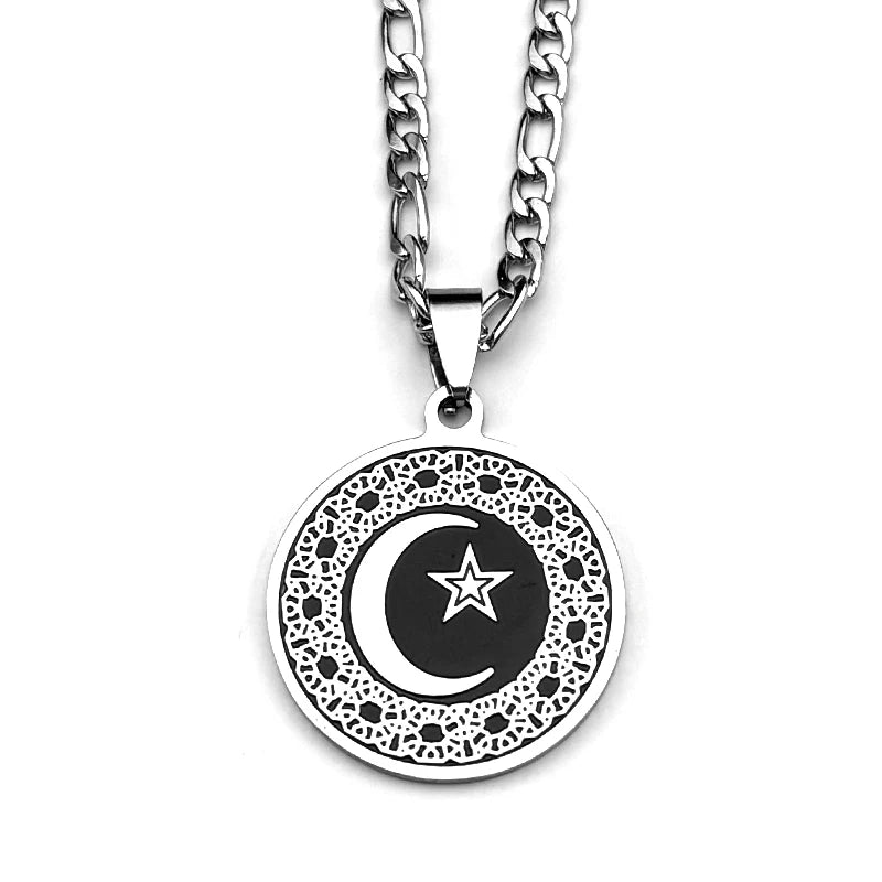 Star Steel Pendant Muslim Crescent Moon Islamic