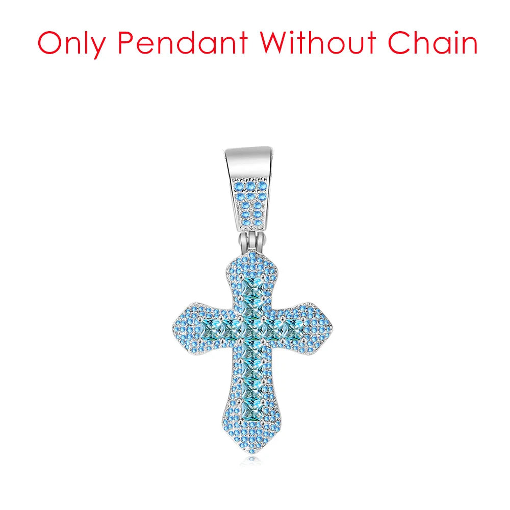 Cross Pendant Rope Chain Necklace Iced Out
