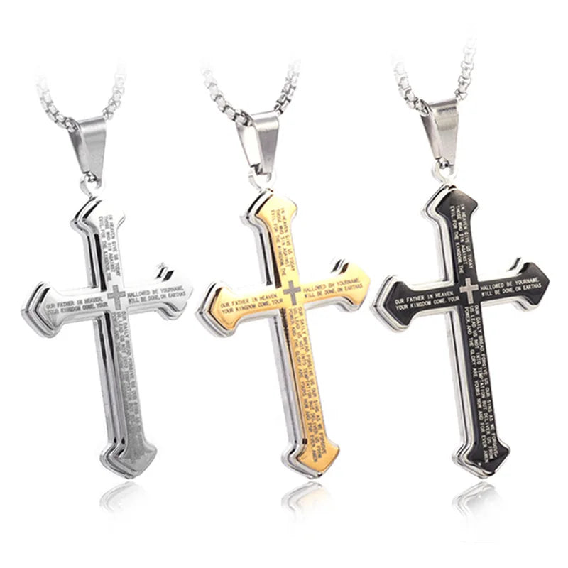 Silver Cross Pendant Necklace Vintage Box Chain
