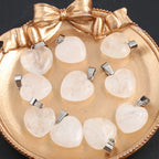 5pc Natural Stone Pendant Heart Clear Quartz Healing Crystals Stone Charms For Jewelry Making DIY Necklaces
