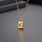 Letter Pendant Square Chain — Gold