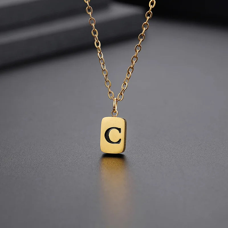 Letter Pendant Square Chain — Gold