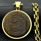 Steel Pendant Natural Stones Horsehead Animal
