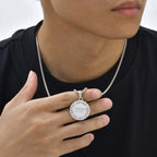 Hebrew Zircon Round Pendant — Stainless