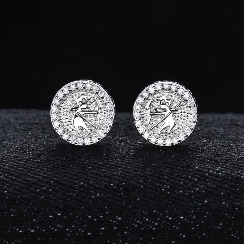 Iced Out Angel Stud Earrings — 925 Silver