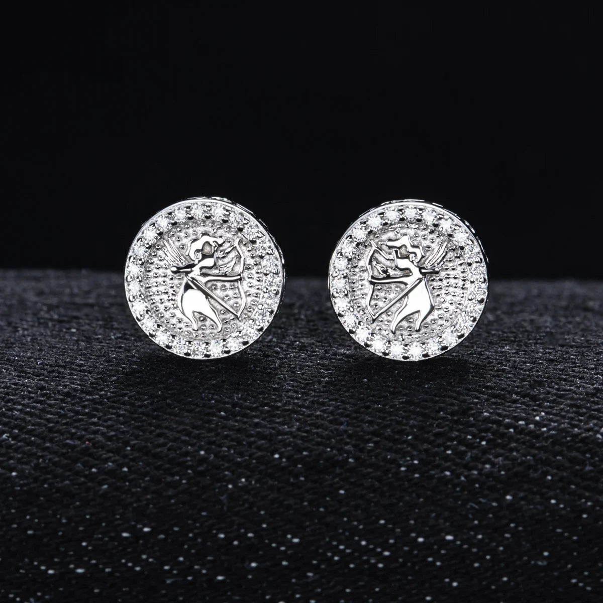 Iced Out Angel Stud Earrings — 925 Silver