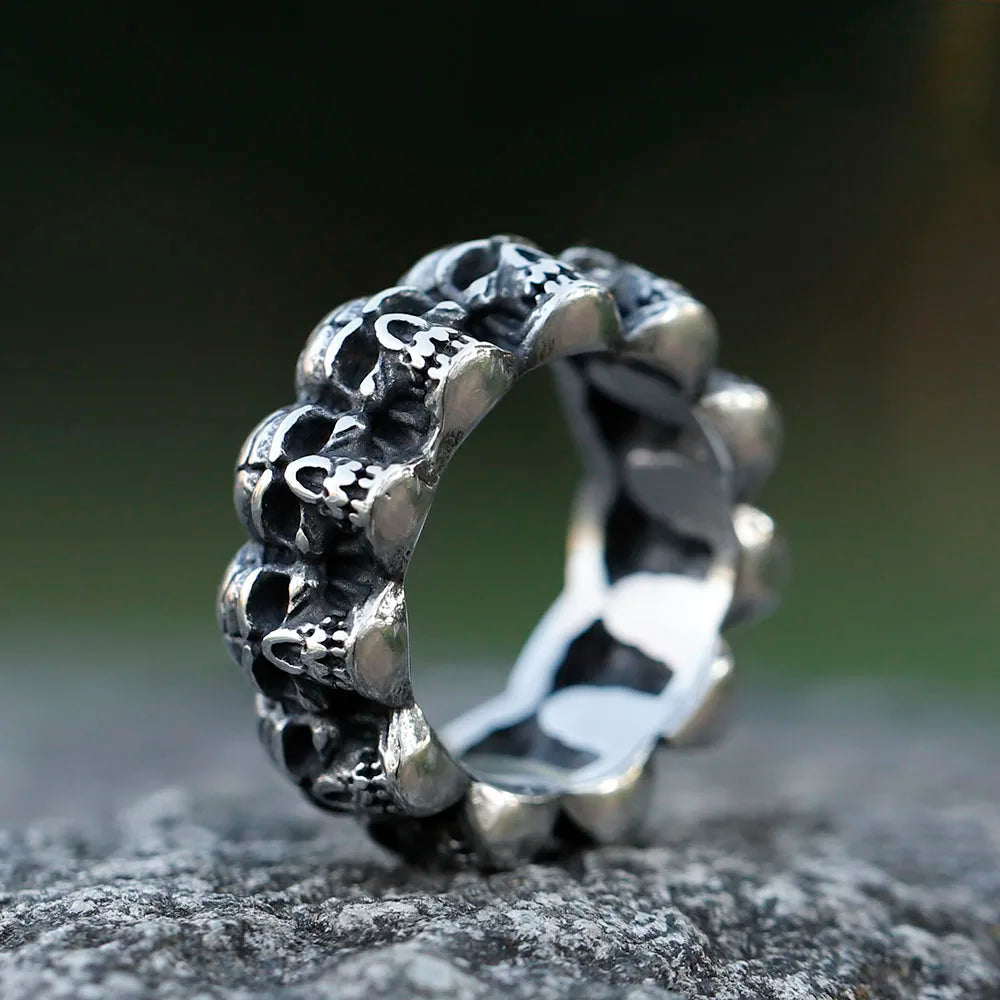 2023 NEW Men's 316L stainless steel rings Unique Skull ring Vintage Aegishjalmur PUNK Jewelry Gifts free shipping