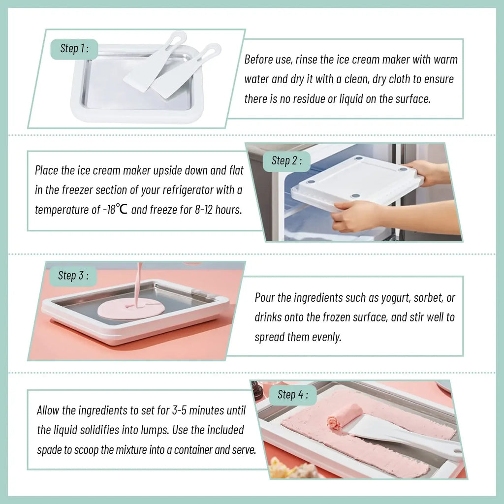 Multifunctional Rolled Ice Cream Maker Cold Sweet Fried Ice Pan DIY Household Frozen Yogurt Maker for Homemade Stir Fry