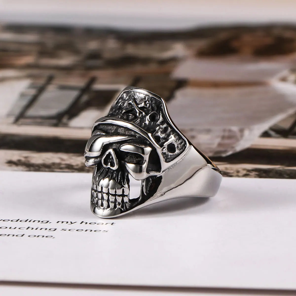 1Pcs European and American Style Non-Fading Stainless Steel Punk Fashion Personality Trendy Exaggerated Skull Men's
