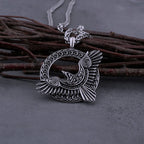 Stainless Steel Viking Odin Raven Necklace Men Vintage Huginn Muninn Celtic Knot Fashion Amulet Pendant Jewelry Gifts