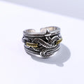 Retro Chained Snake Adjustable Open Ring For Men Silver-plated Copper Gothic Punk Edgy Indie Jewelry Niche Accessories