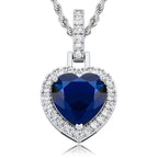 Iced Out Heart Pendant Necklace Stainless Steel CZ