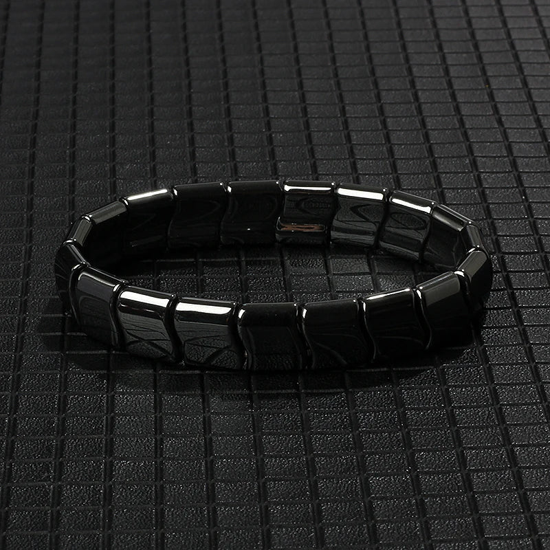 Hematite Therapy Stretch Bracelet — Mixed Metal