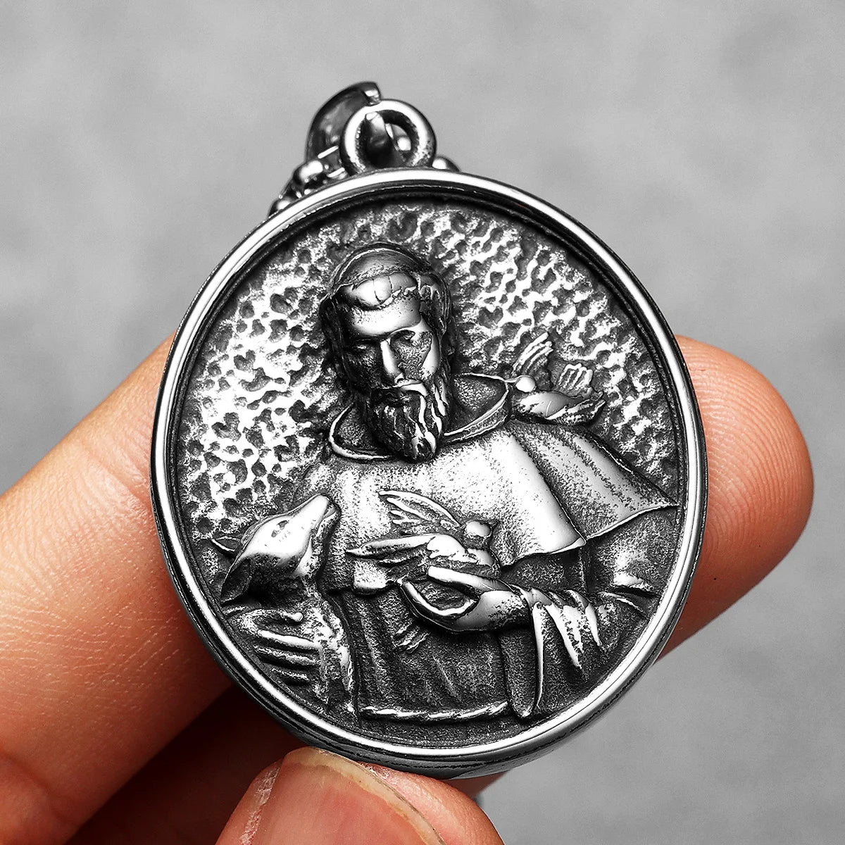 St. Francis Cross Pendant — Stainless Steel