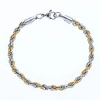 New Stainless Steel Half Gold Silver Color Twist Chain Bracelet for Men Women Kpop Jewelry Gift