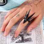 1 PCS Dark Black Retro Hollowed Out Alloy Black Dragon Head Open Ring For Men's Halloween Party Ring