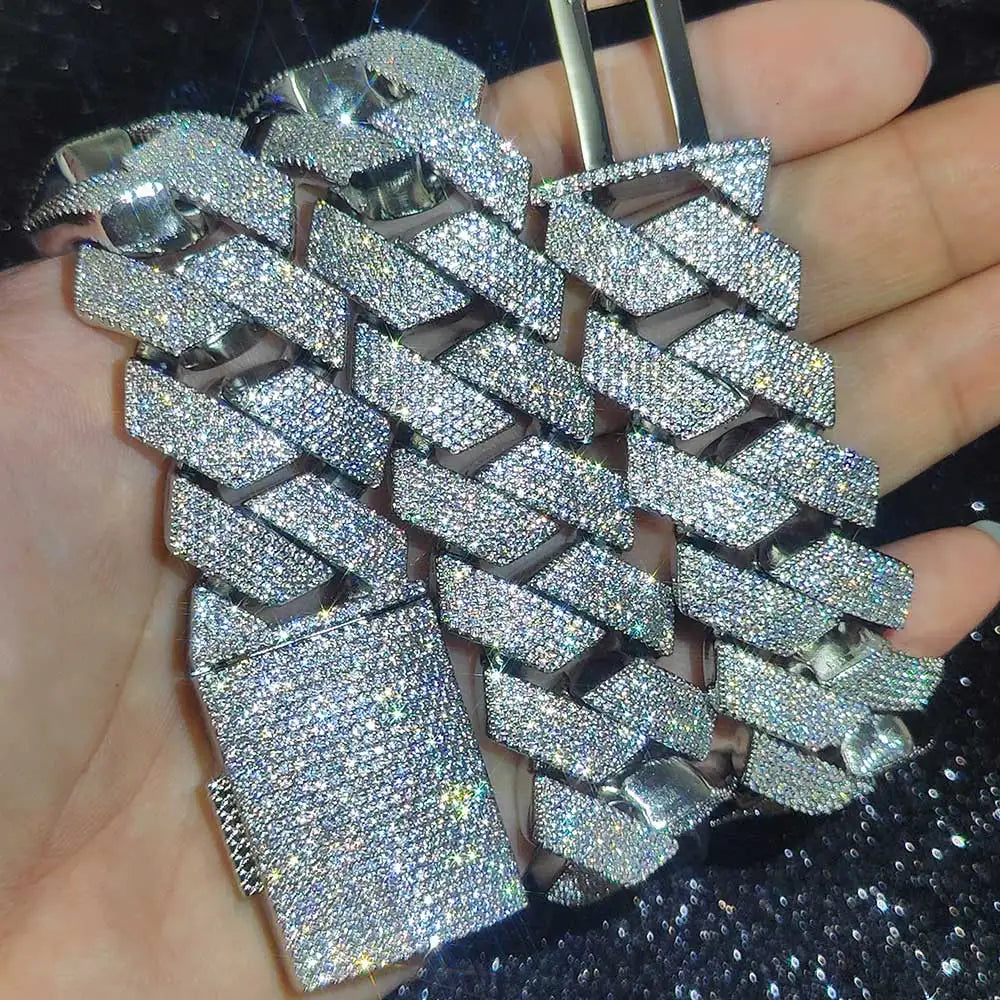 Iced Out Cuban Chain Necklace Stainless Steel 25MM