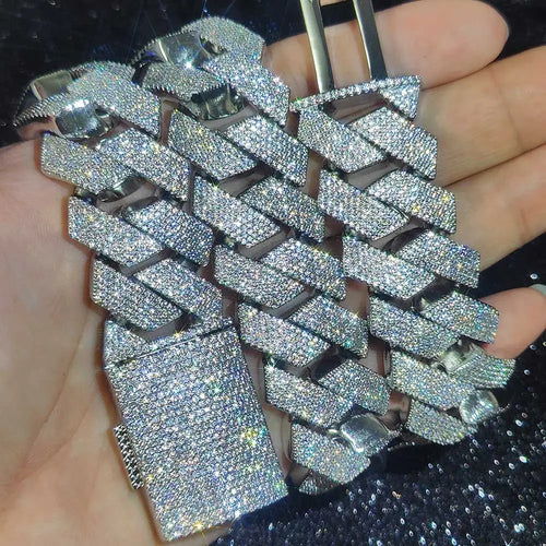 Iced Out Cuban Chain Necklace Stainless Steel 25MM