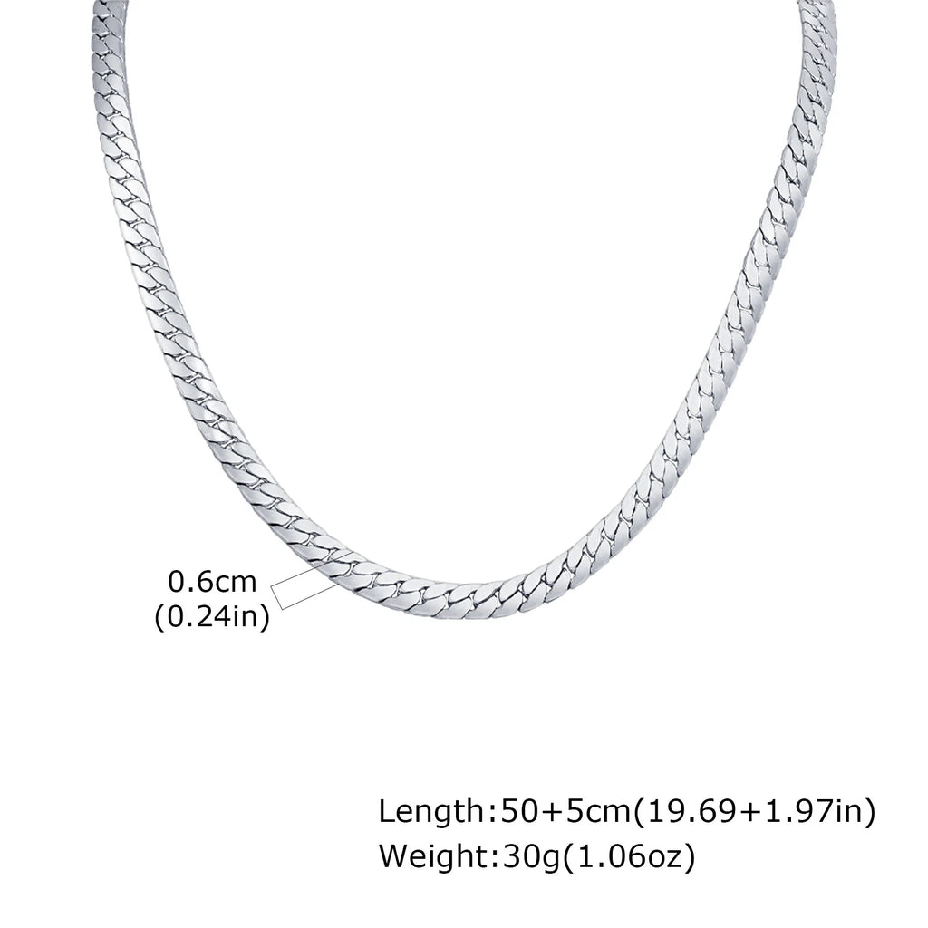Flat Cuban Chain Necklace for Men Boys,Waterproof Stainless Steel Links Collars,Classic Male Accessories Jewelry Gifts