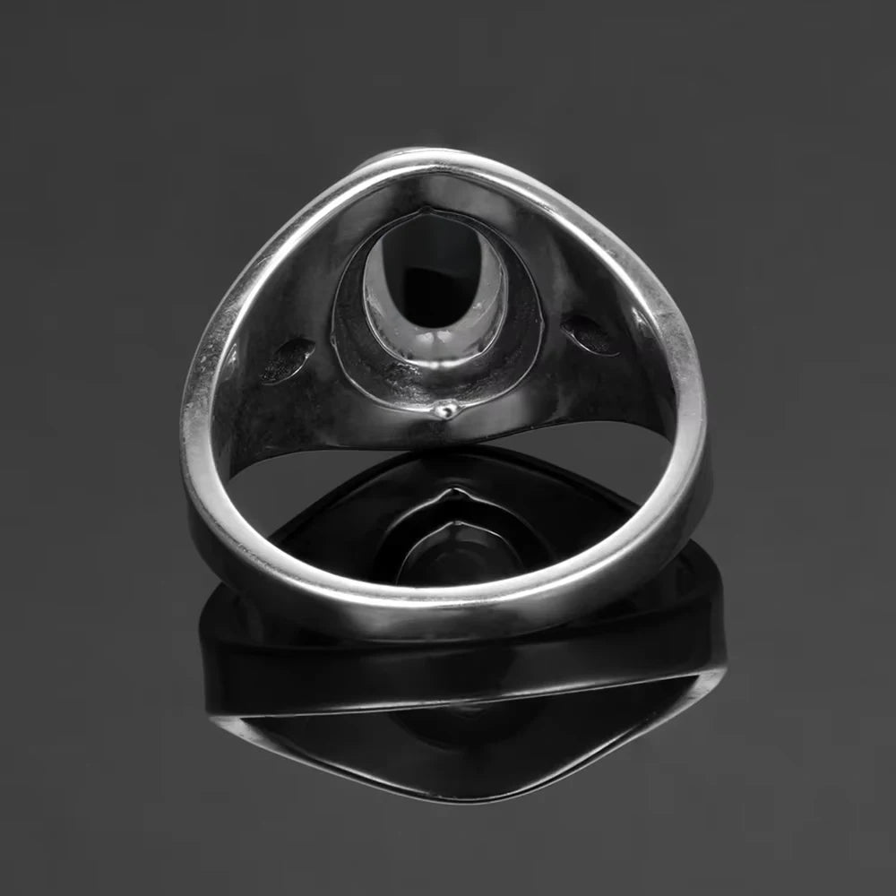 Sterling Silver 925 Vintage Rings Oval 8X10mm Rings Black Onyx Natural Fine Jewelry For Men Women Rhodochrosite Rings