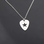 Guitar Pick Star Cross Pendant — Silver