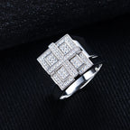 Iced Out Cross Ring — Two-Tone Silver Gold