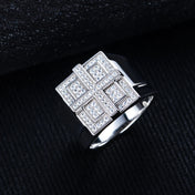 Iced Out Cross Ring — Two-Tone Silver Gold Stainless Steel