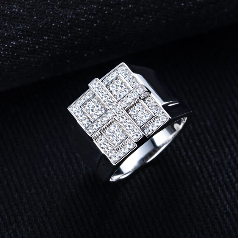 Iced Out Cross Ring — Two-Tone Silver Gold