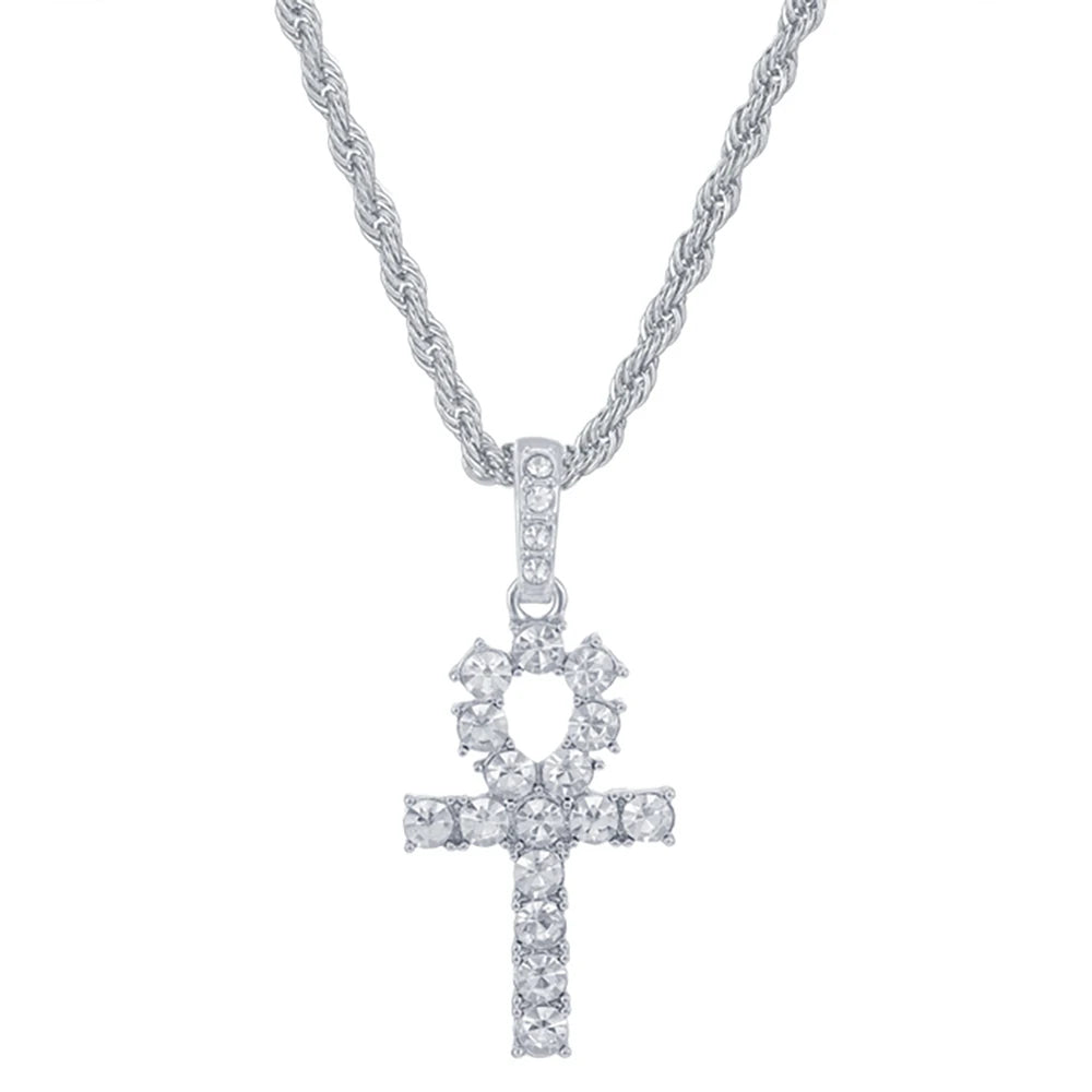 Hip Hop Cross Pendant Necklace For Women Jewelry Female Statement Men Iced Out Tennis Chain Gold Color Jewellery Gift
