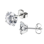 1 Pair 3-8mm Classic Round/Flat Back Screw Stud Earrings for Women/Men Stainless Steel  Shiny Zircon Crystal Piercing Jewelry
