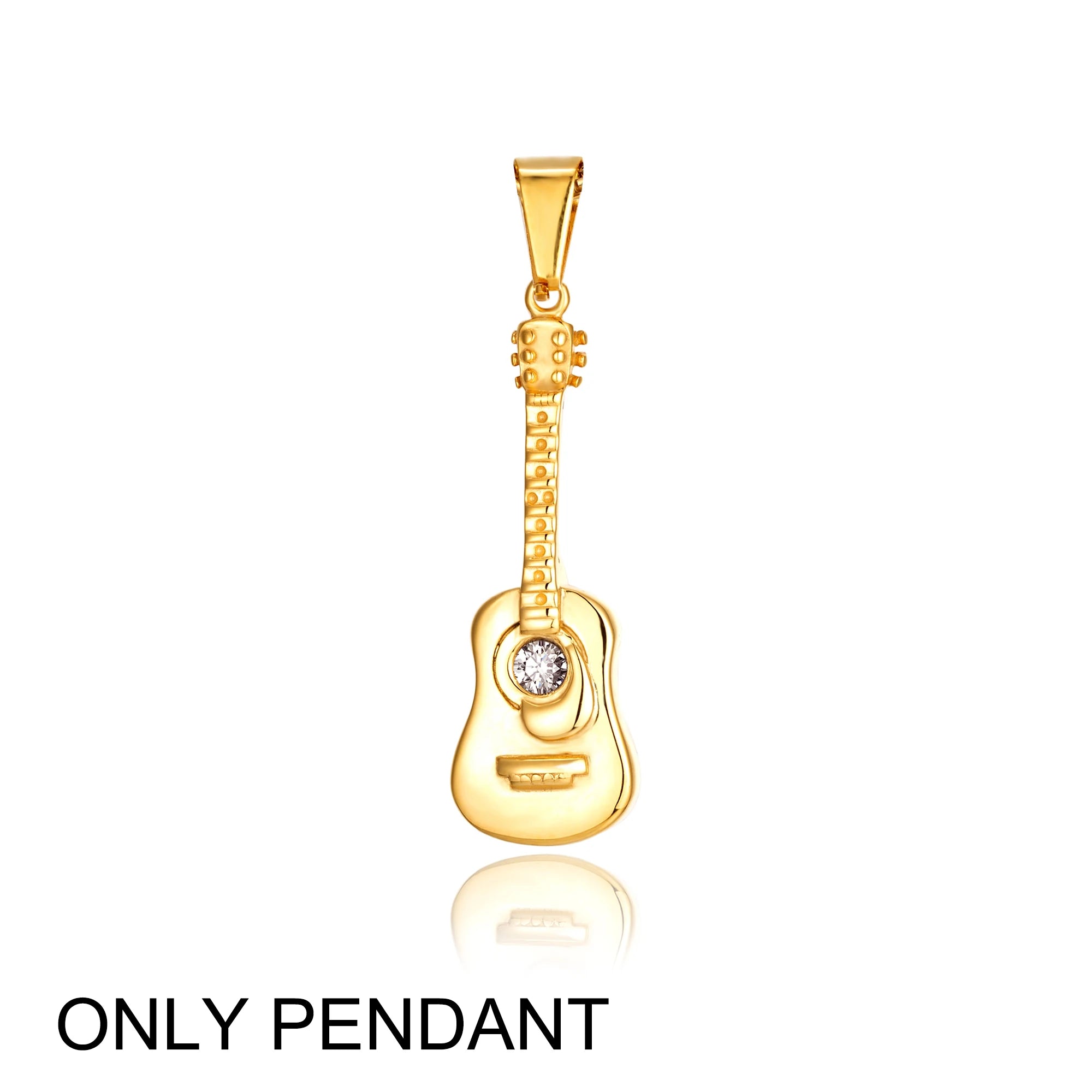Guitar Stainless Steel Pendant Necklace