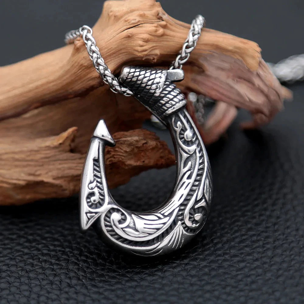 Celtic Fish Hook Pendant — Stainless Steel
