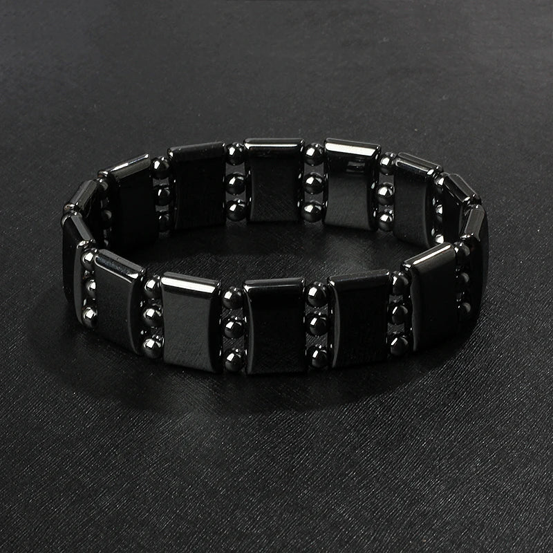 Hematite Therapy Stretch Bracelet — Mixed Metal