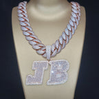 Custom Big Letters Name Pendant With 24MM Cuban Link Chian Personalized Baguettecz Single Initial Hip Hop Jewelry