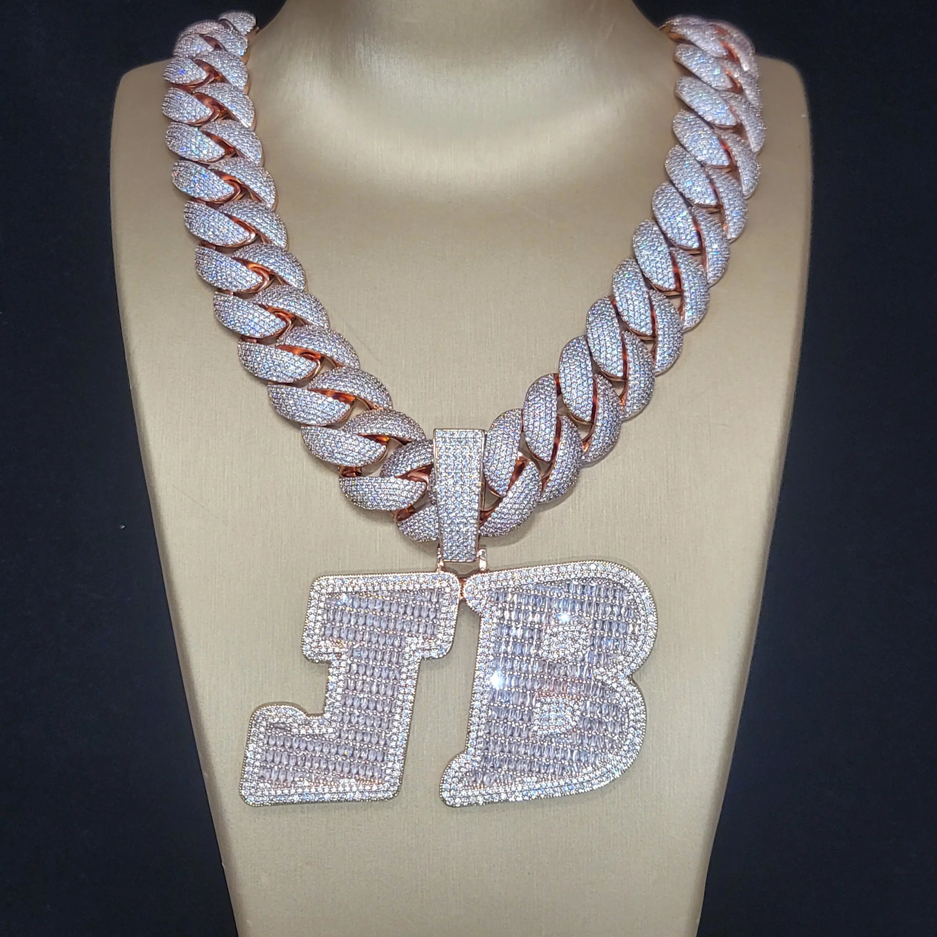 Custom Big Letters Name Pendant With 24MM Cuban Link Chian Personalized Baguettecz Single Initial Hip Hop Jewelry Accessory Gift