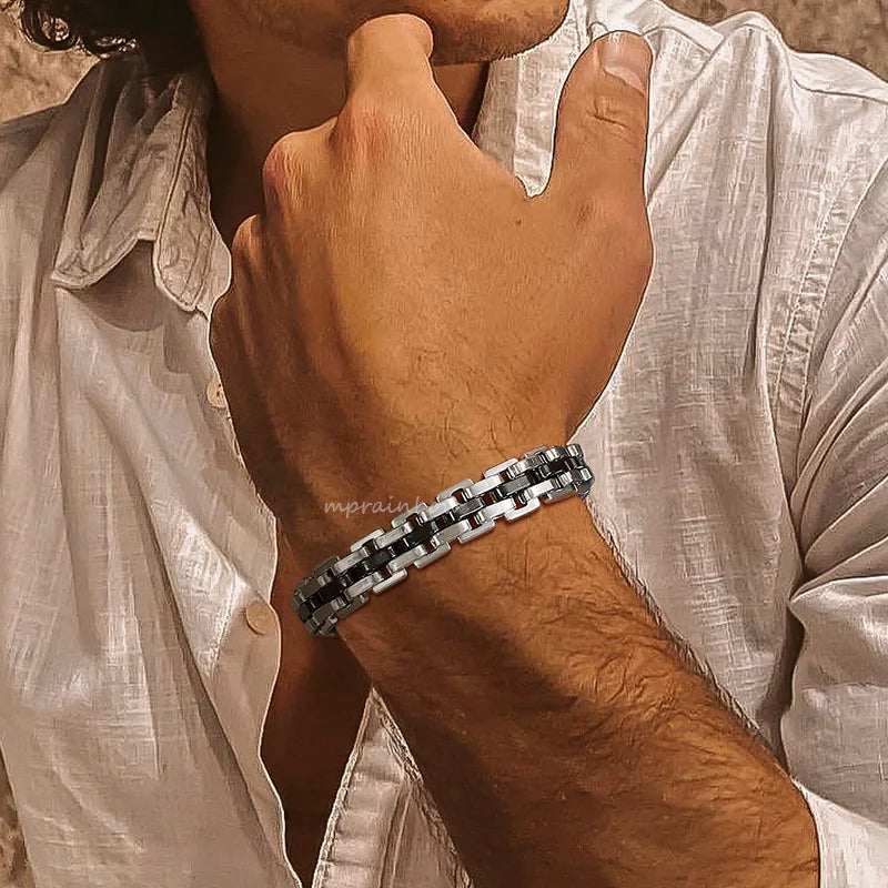 Two-Tone Statement Bracelet — Stainless Steel