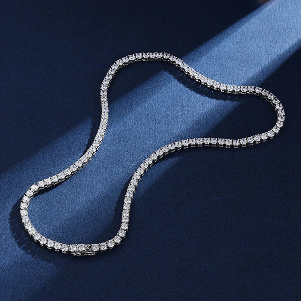 Luxury Hip Hop Tennis Necklace 3m/4m/5m Created Moissanite Gemstone Unisex Basic Tennis Chain Necklace Fine Jewelry Wholesale
