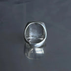 HX Silver Color Literary Faith Original Design By Our Lady of Notre Dame Ring Niche Style Hip-hop Retro Men and Women