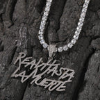 Signature Real Hasta La Muerte Pendant Necklace Two Row Letters Hip Hop Iced Out 5A CZ Capital Initial Anuel AA's