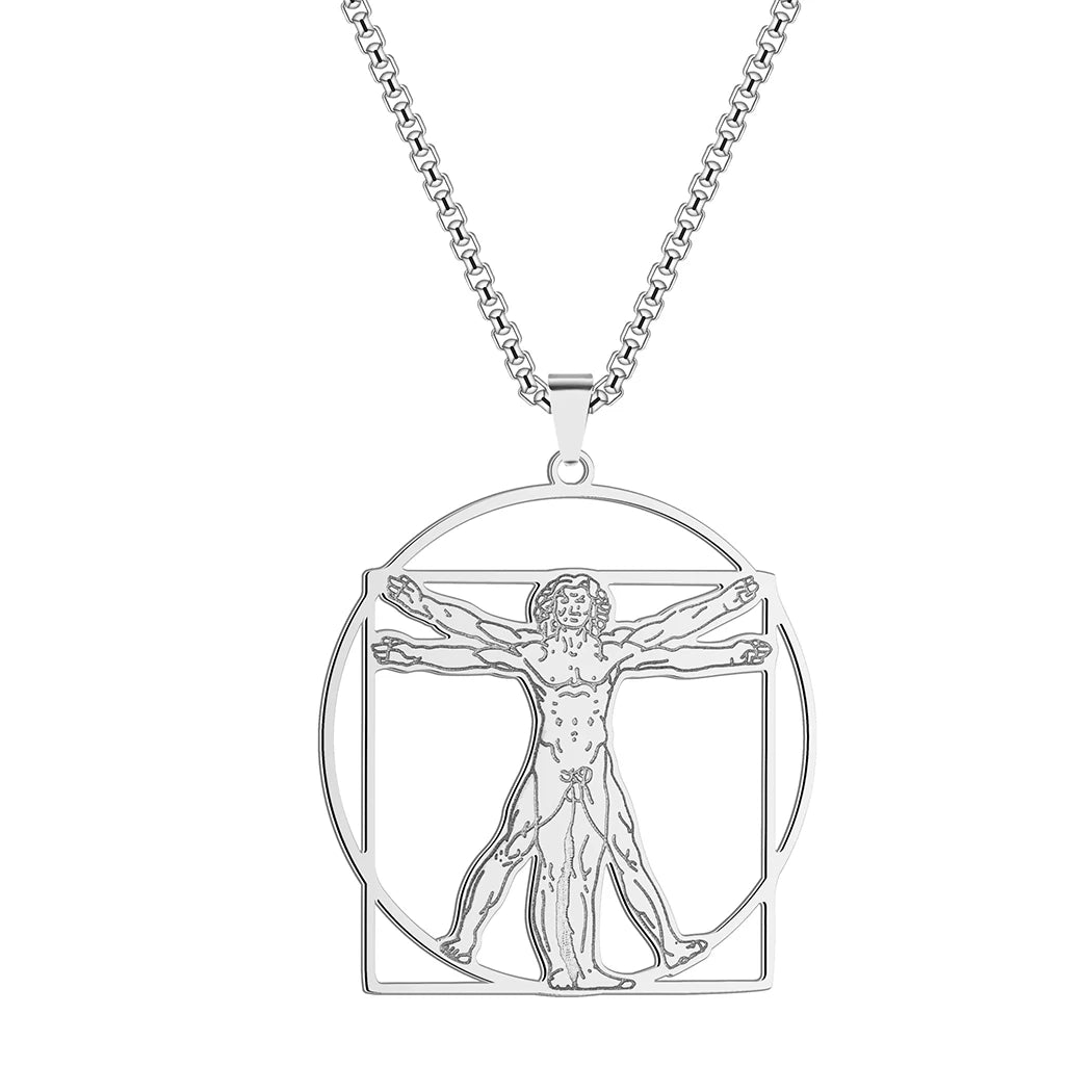 Vitruvian Man Art Pendant Necklace