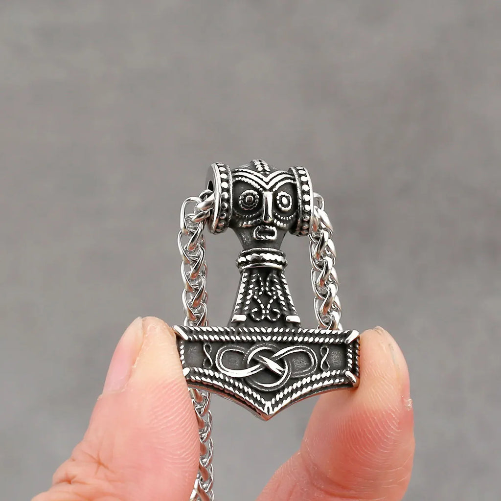 Fashion Viking Anchor Mjolnir Necklace Stainless Steel Men's Celtic Knot Hip Hop Amulet Pendant Vintage Charms Jewelry