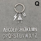 Fashion A-Z Letter Charm Lightning Bolt Plug Electrician Keychain for Electrical Worker Bag Car Keyring Gifts